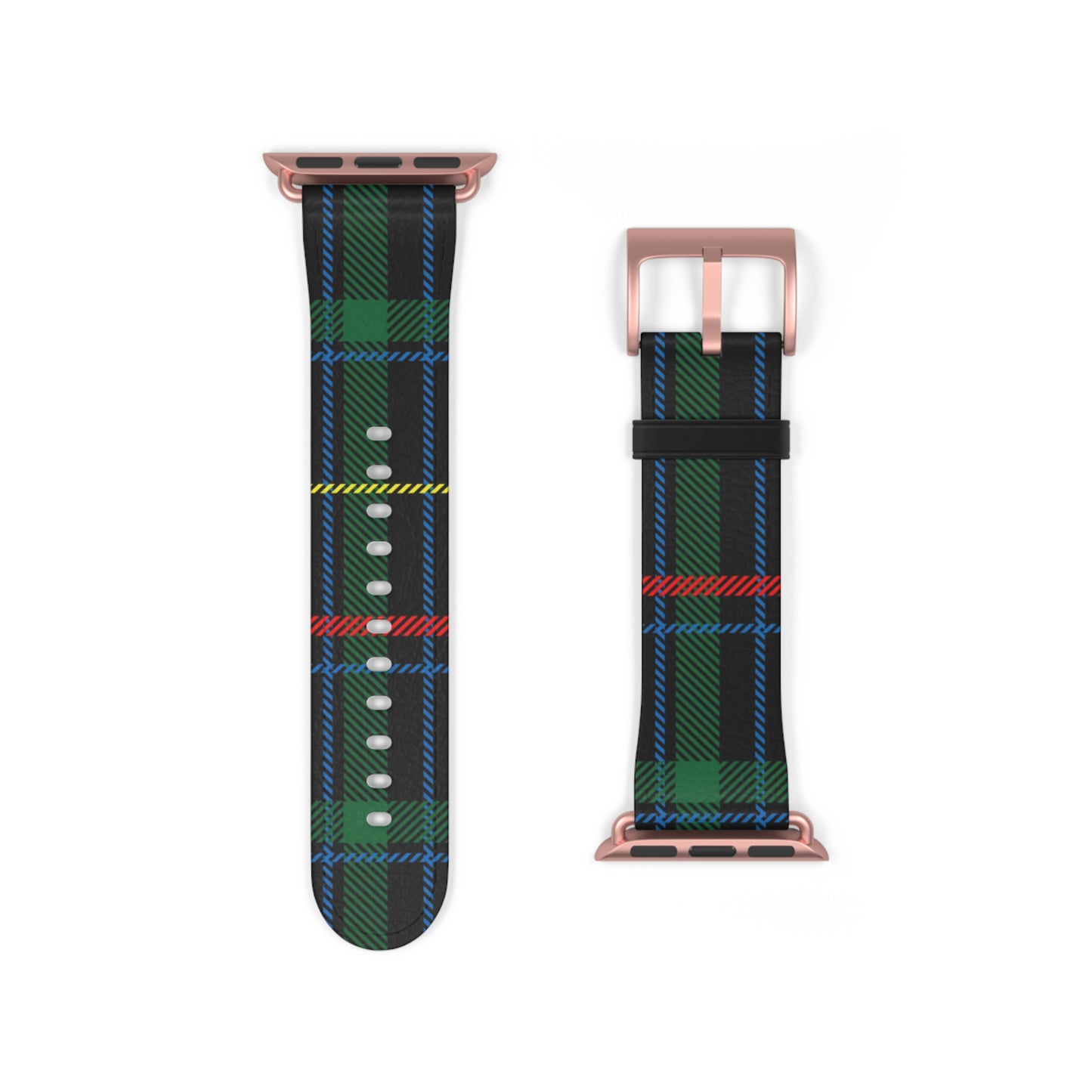 Green Blue Tartan Print Watch Band