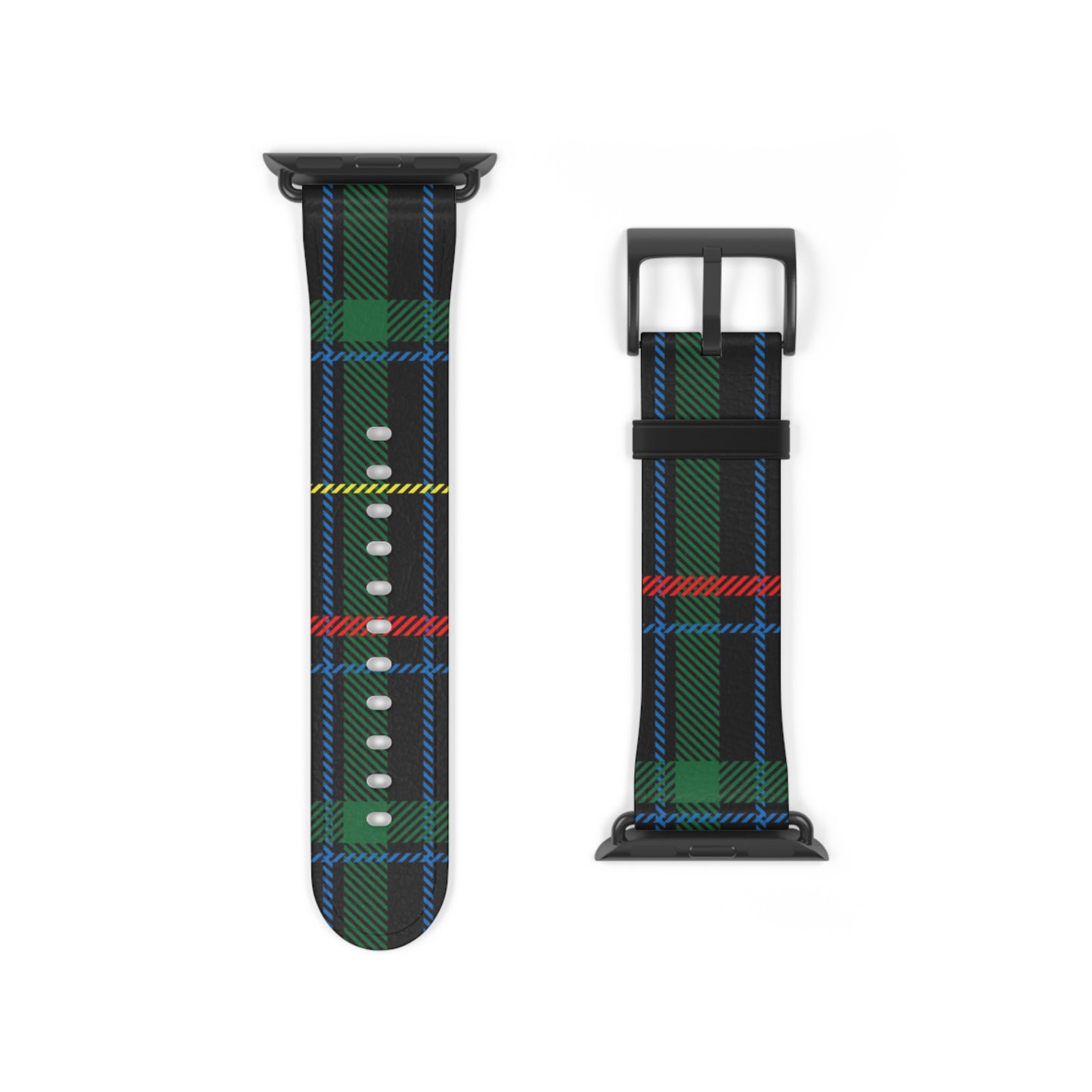 Green Blue Tartan Print Watch Band