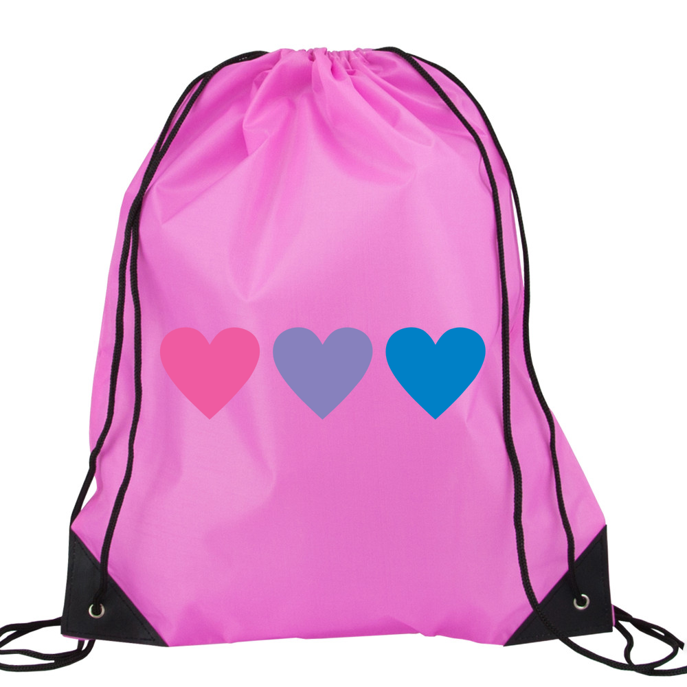 Three Hearts Drawstring Bag