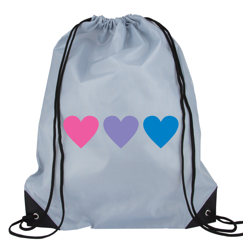 Three Hearts Drawstring Bag