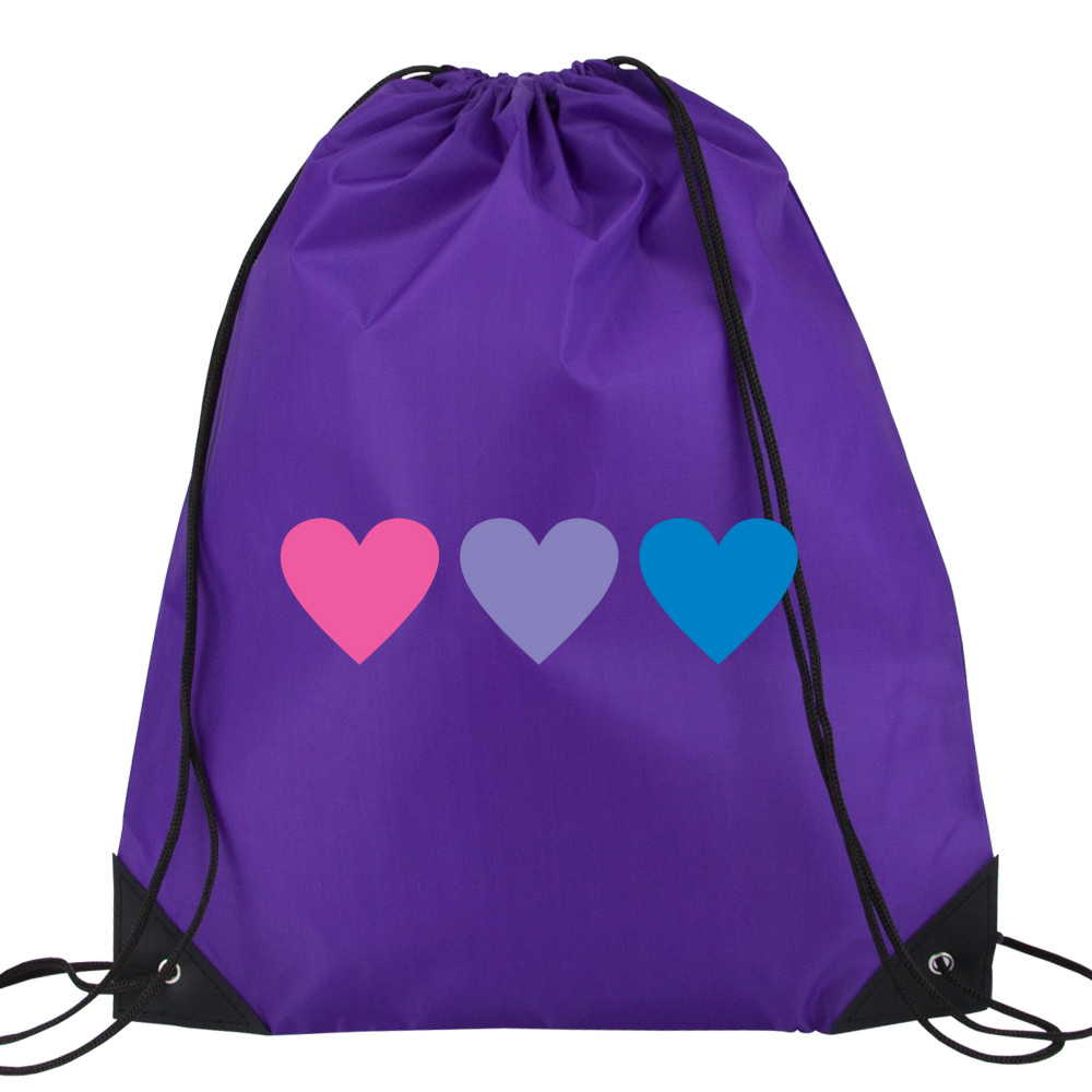 Three Hearts Drawstring Bag