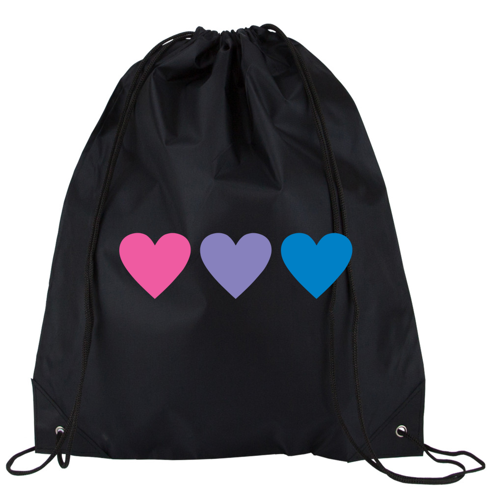 Three Hearts Drawstring Bag