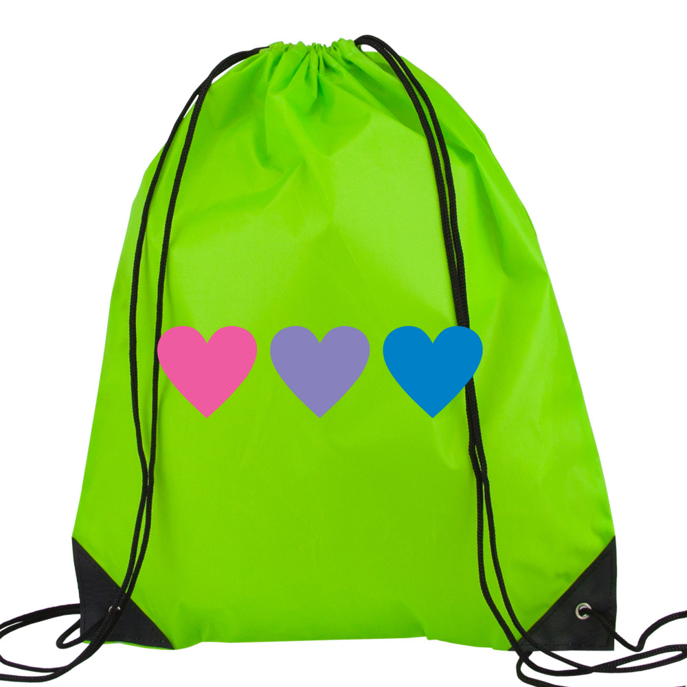 Three Hearts Drawstring Bag