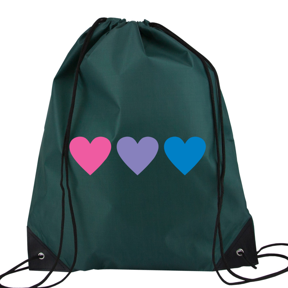 Three Hearts Drawstring Bag