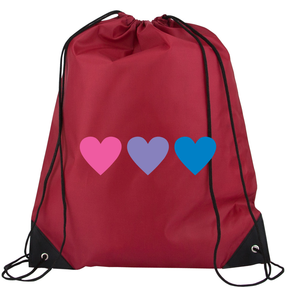 Three Hearts Drawstring Bag