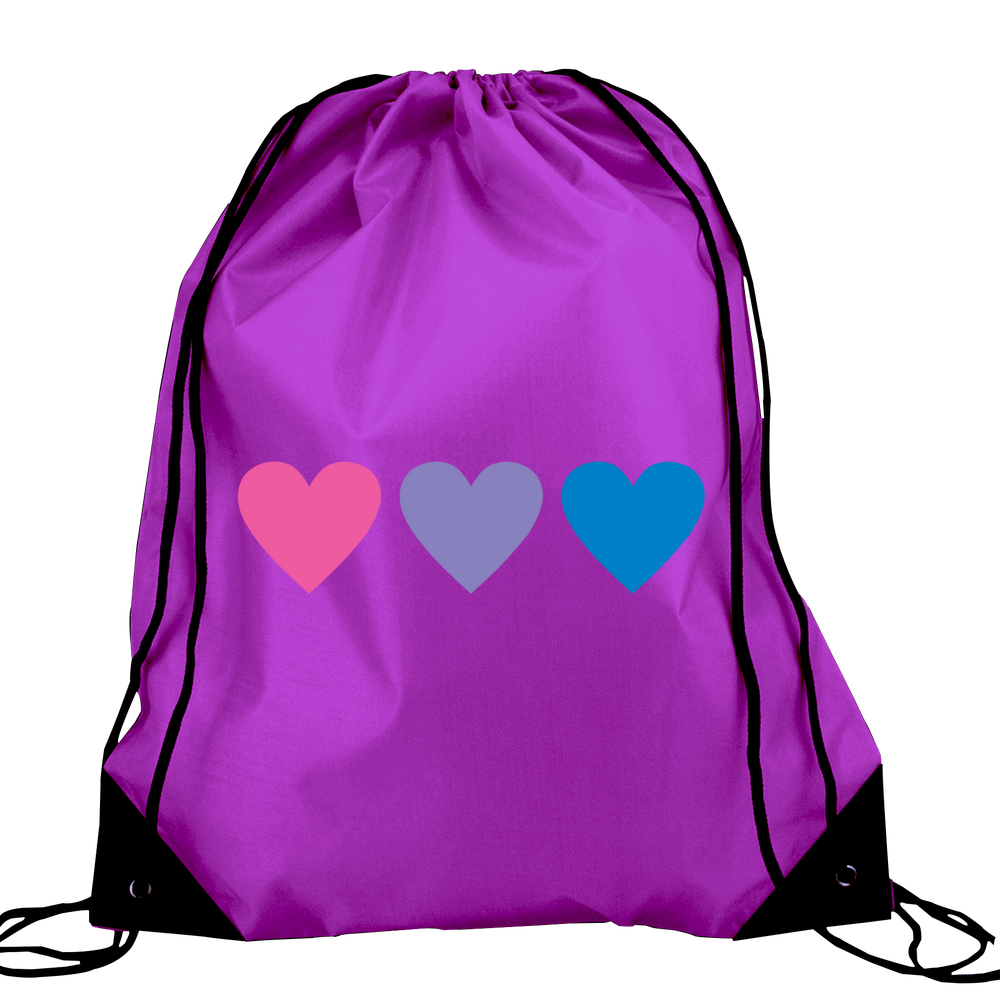 Three Hearts Drawstring Bag