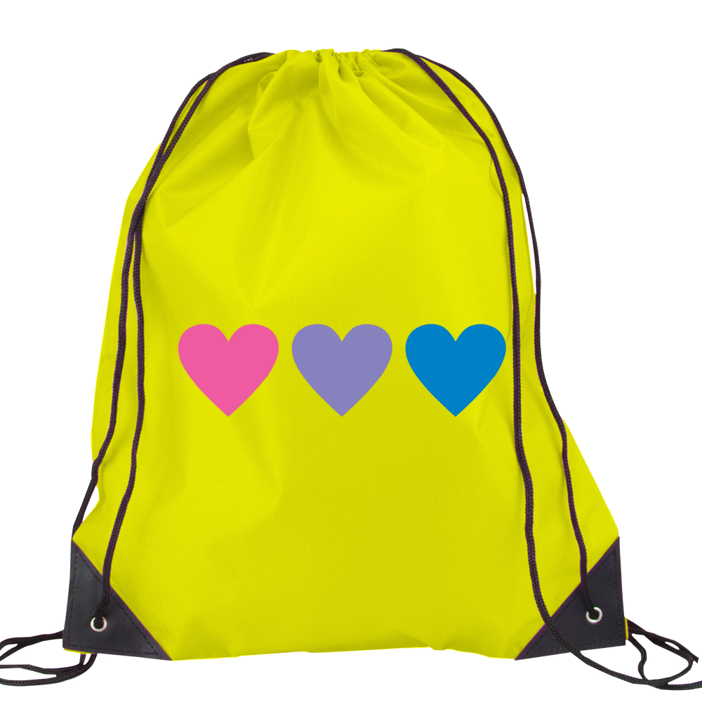 Three Hearts Drawstring Bag